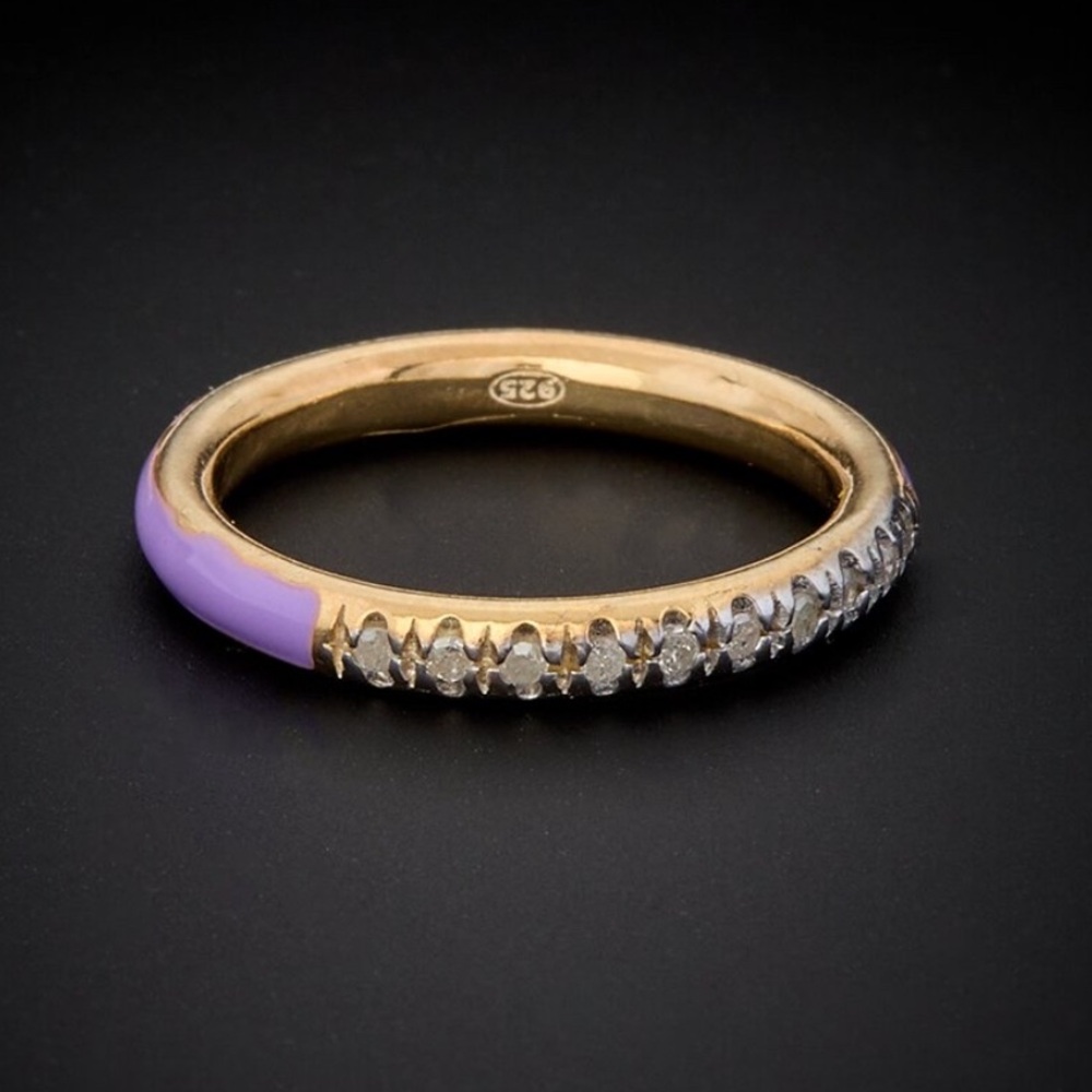 18K Italian Gold Vermeil 0.12 ct. tw.
Diamond Enamel Ring